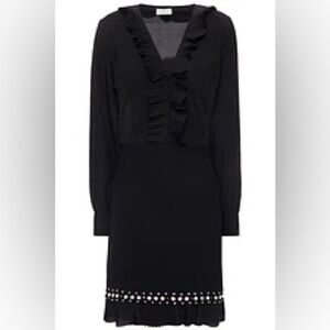 Sandro Black Ruffled Flare Dress 38